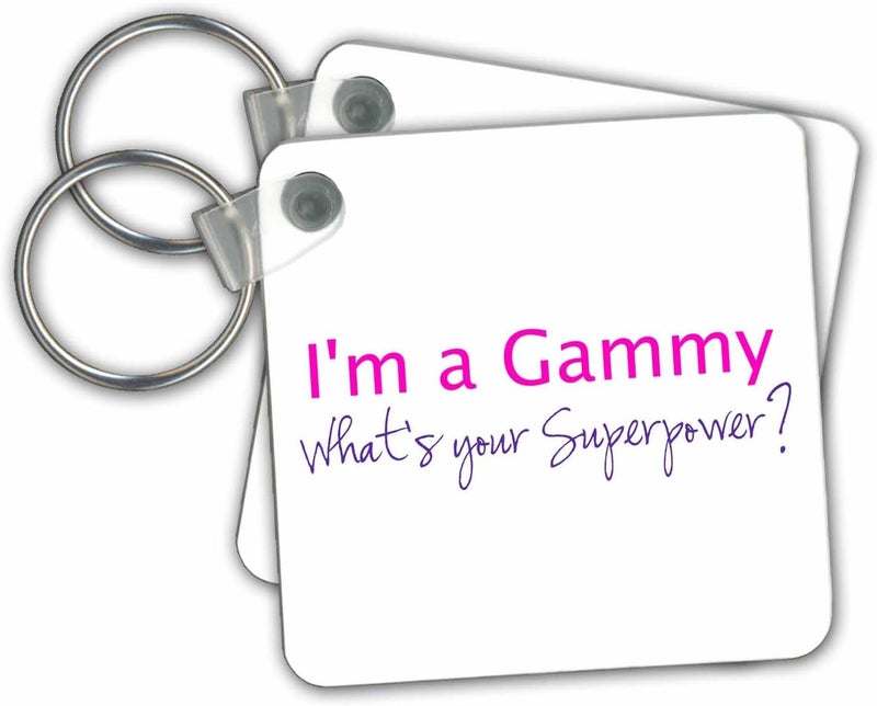3dRose Im a Gammy Whats Your Superpower Hot Pink Funny Gift for Grandma Key Chains Set of 2 kc_193730_1 - Image 1