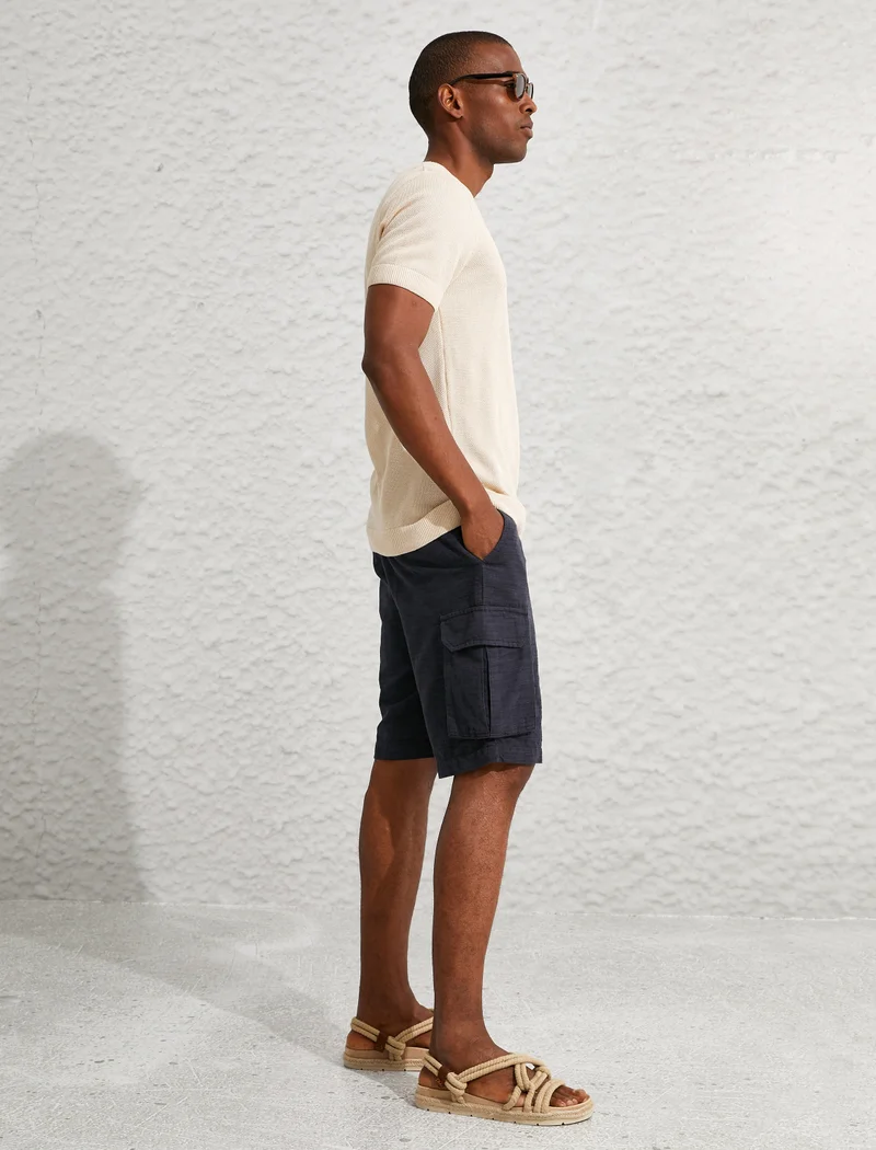 KOTON Linen Blend Cargo Chino Shorts
