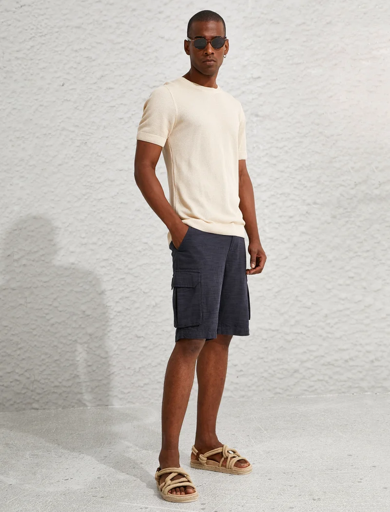 KOTON Linen Blend Cargo Chino Shorts