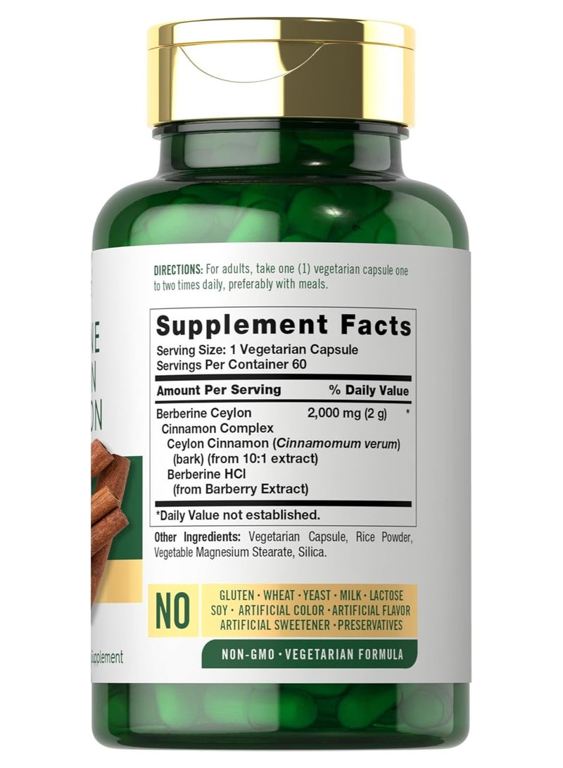 بربارين بالقرفة السيلانية | مركب 2000 مجم | 60 كبسولة | نباتي، غير معدّل وراثيًا، خالي من الغلوتين - Image 2