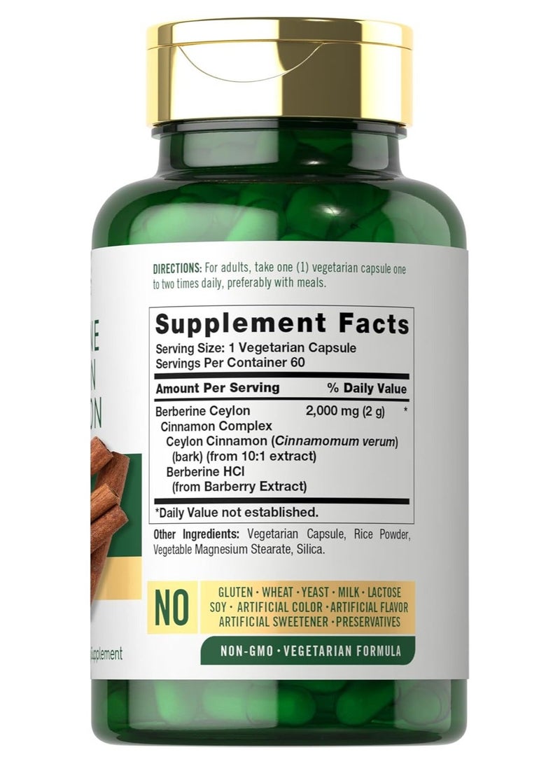 Carlyle Berberine with Ceylon Cinnamon | 2000mg Complex | 60 Capsules | Vegetarian, Non-GMO, Gluten Free - Image 3