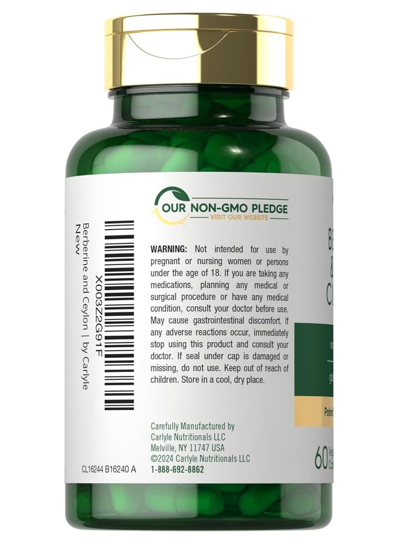Carlyle Berberine with Ceylon Cinnamon | 2000mg Complex | 60 Capsules | Vegetarian, Non-GMO, Gluten Free - Image 4