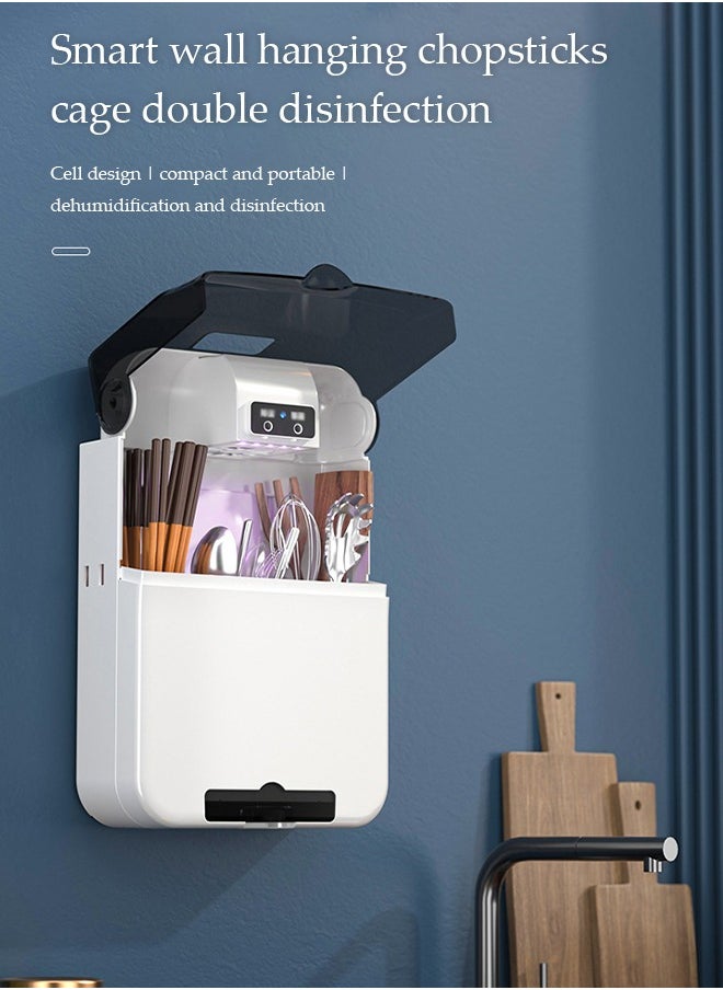 DUNISO Wall mounted chopstick disinfection machine, household multifunctional PP tableware dryer, with three compartments, USB power supply, no need for punching, 19 * 8 * 30cm  - Image 3