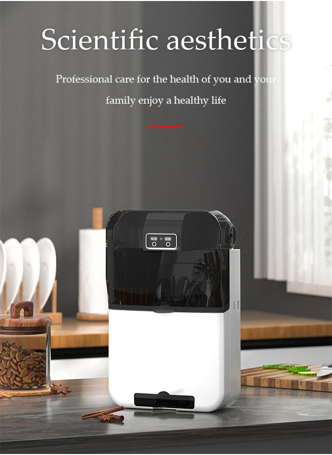 DUNISO - Wall mounted chopstick disinfection machine, household multifunctional PP tableware dryer, with three compartments, USB power supply, no need for punching, 19 * 8 * 30cm - Image 1
