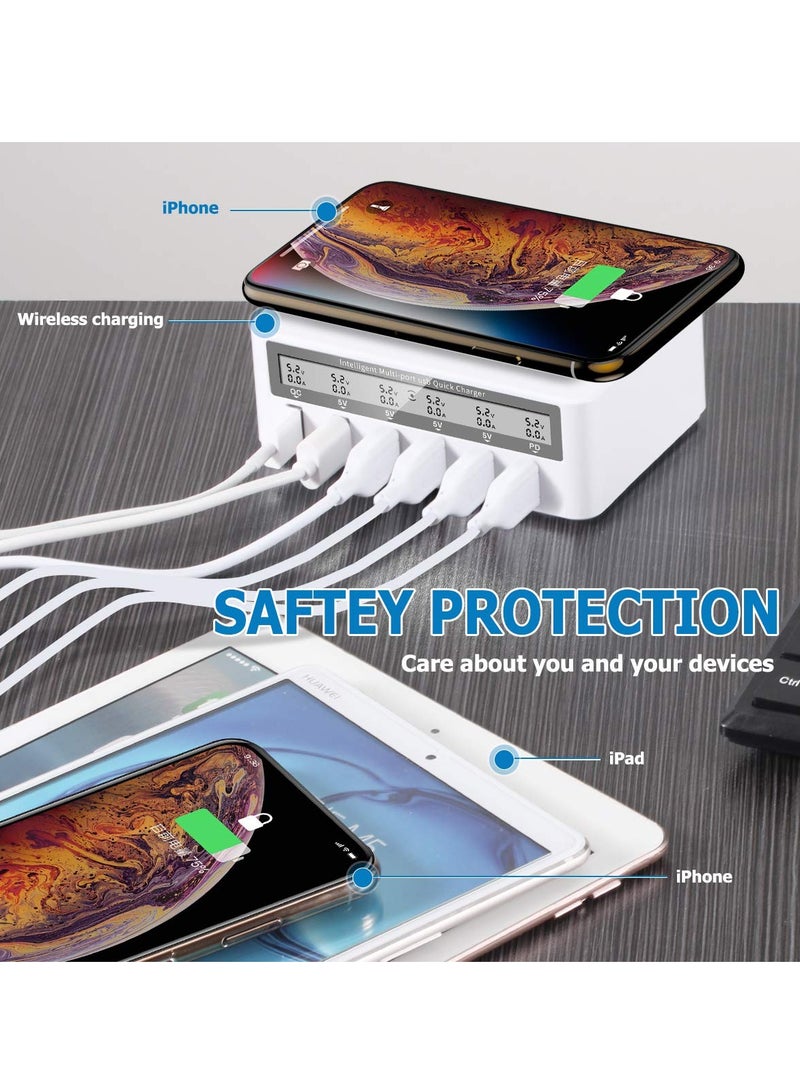 KASTWAVE USB Station With Voltage Display, 100W 6-Port USB Fast Char-ger with QC 3.0 & PD, Compatible with Apple & Other Brand Cell Phones & USB Device - Image 3