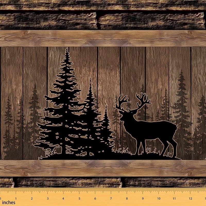 Moose Upholstery Fabric for Chairs Farmhouse Rustic Fabric by The Yard 36"x63", Lake Cabin Vintage Camo Country Outdoor Fabric - Image 1