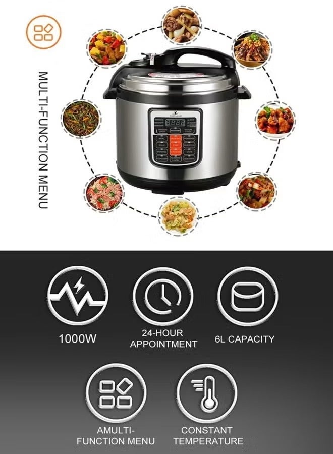 توسكانا يو 2 في 1 مجموعة من قدر ضغط كهربائي 6 لتر و قوة 1000 واط و ماكينة صنع القهوة بقوة 650 واط مع فلتر قابل للفصل - Image 3