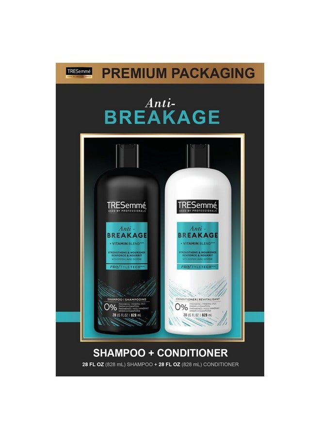 TRESemmé Anti Breakage Shampoo And Conditioner Set Promotes Healthy Hair Growth Reduces Dry Hair Breakage Up To 80%* Vitamin E Vitamin B12 And Gelatin 28 Fl Oz Each. Premium Packaging Gift Set  - Image 1