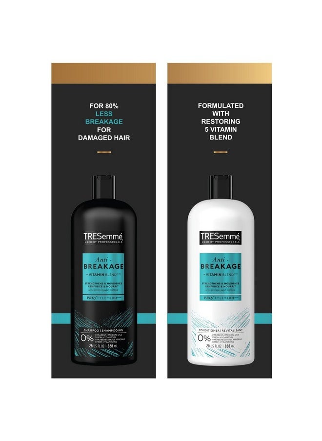 TRESemmé Anti Breakage Shampoo And Conditioner Set Promotes Healthy Hair Growth Reduces Dry Hair Breakage Up To 80%* Vitamin E Vitamin B12 And Gelatin 28 Fl Oz Each. Premium Packaging Gift Set  - Image 2