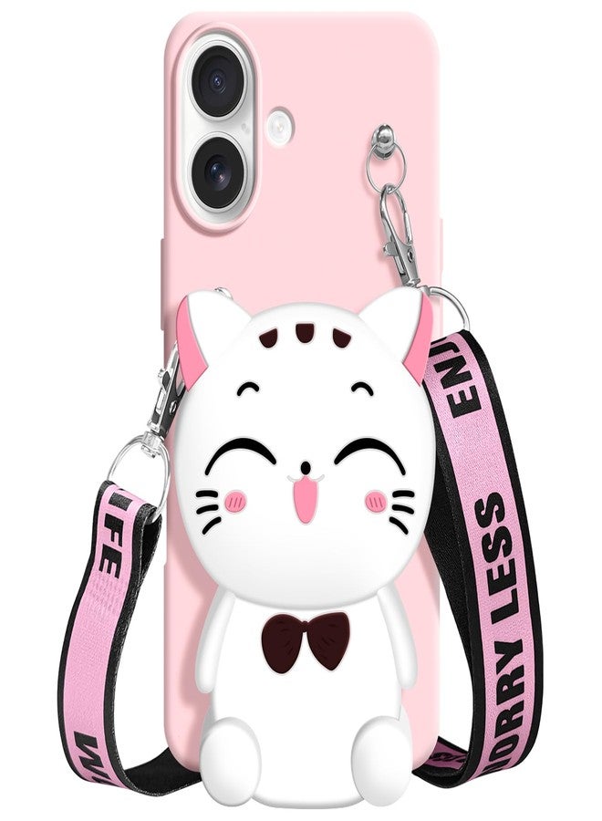 SGVAHY Wallet Case for iPhone 16 Plus with Strap Lanyard Cute Astronaut Coin Purse Funny Phone Case Kawaii Soft Silicone Shockproof Cover for Women Girls - Image 1