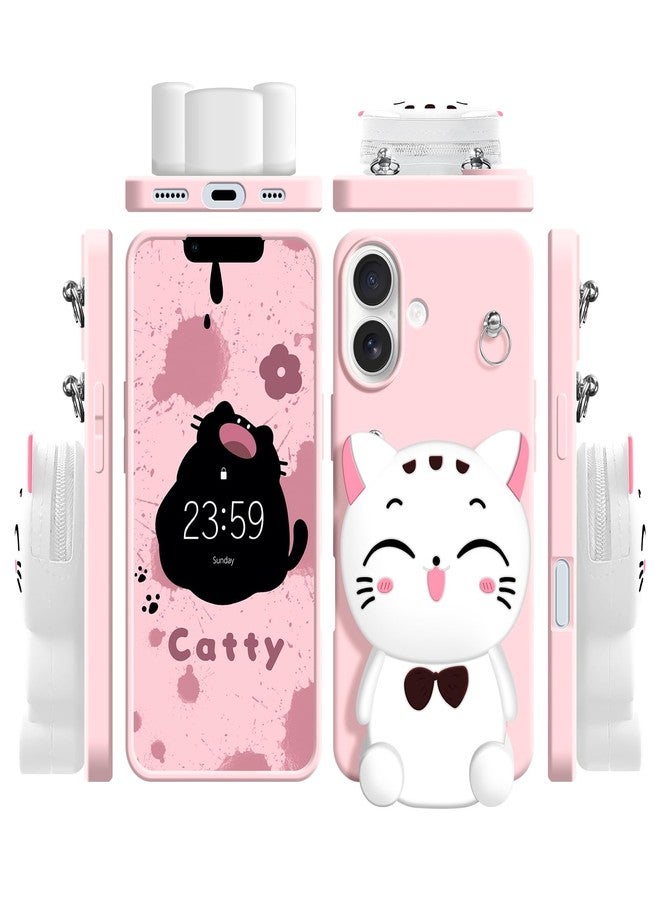 SGVAHY Wallet Case for iPhone 16 Plus with Strap Lanyard Cute Astronaut Coin Purse Funny Phone Case Kawaii Soft Silicone Shockproof Cover for Women Girls - Image 3