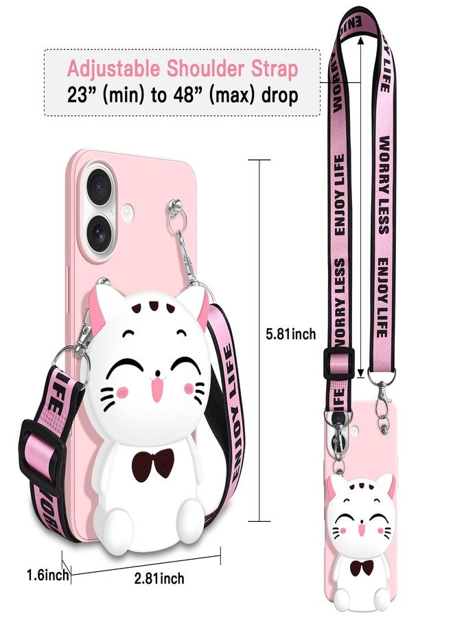 SGVAHY Wallet Case for iPhone 16 Plus with Strap Lanyard Cute Astronaut Coin Purse Funny Phone Case Kawaii Soft Silicone Shockproof Cover for Women Girls - Image 2