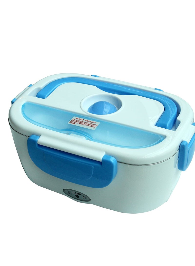ELTRAZONE صندوق غداء كهربائي للتسخين أزرق/أبيض 10x7.5x4.5 بوصة - Image 1