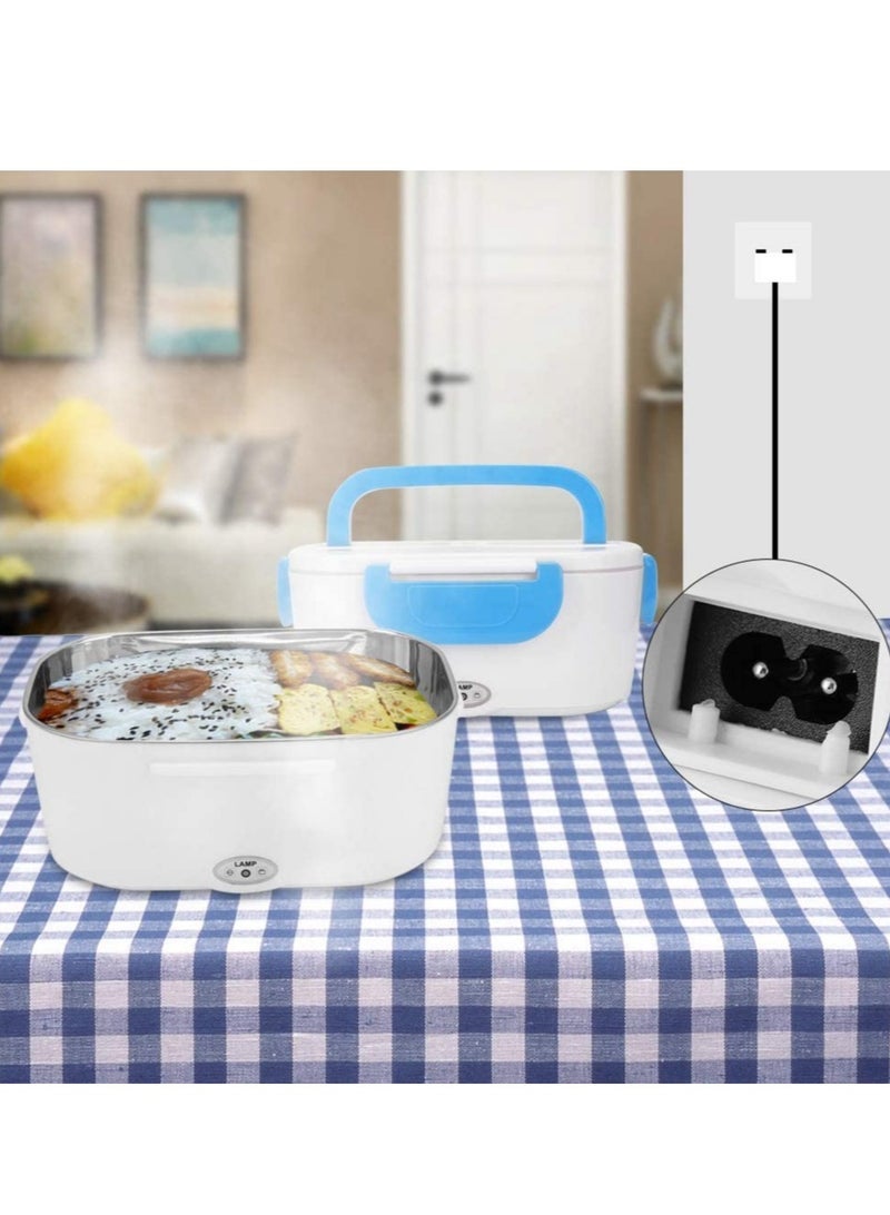 ELTRAZONE صندوق غداء كهربائي للتسخين أزرق/أبيض 10x7.5x4.5 بوصة - Image 3