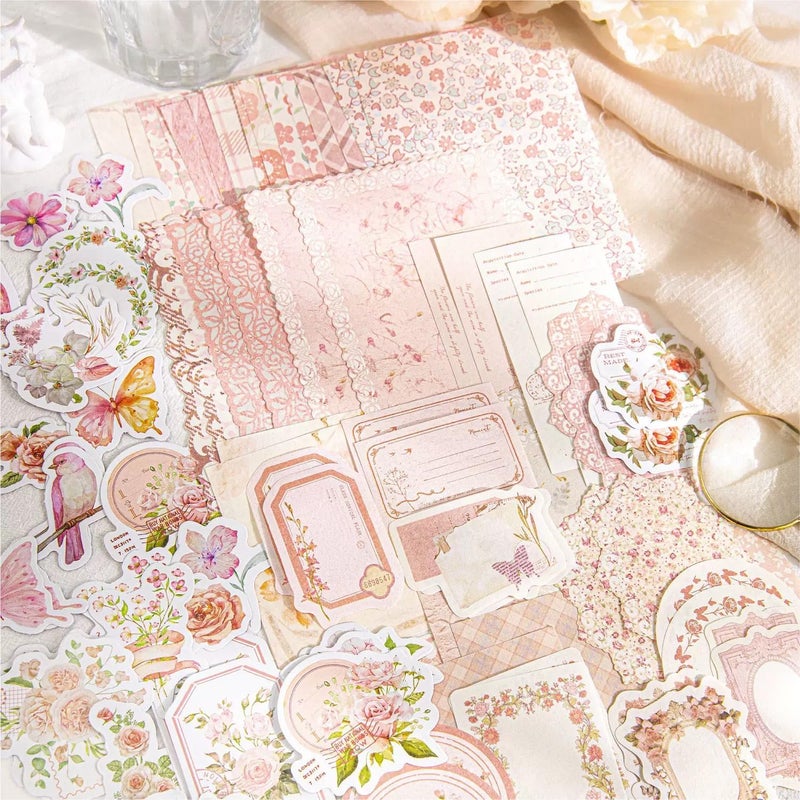 Doraking 100pcs Vintage Floral Scrapbook Paper Journaling Stickers Assorted Set, Material Paper Memo Junk Journal Supplies for Bullet Journaling Retro Crafts Planner Collage Card Album - Image 3