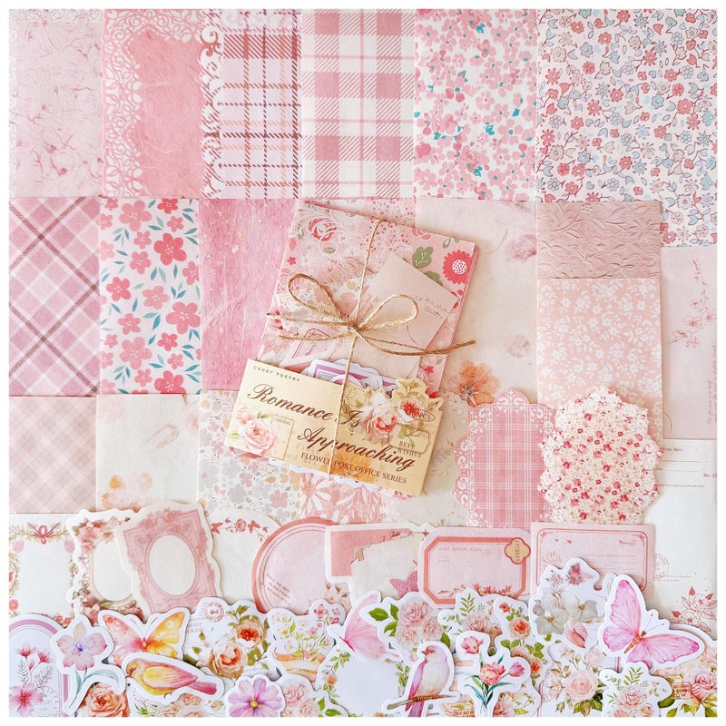 Doraking 100pcs Vintage Floral Scrapbook Paper Journaling Stickers Assorted Set, Material Paper Memo Junk Journal Supplies for Bullet Journaling Retro Crafts Planner Collage Card Album - Image 1