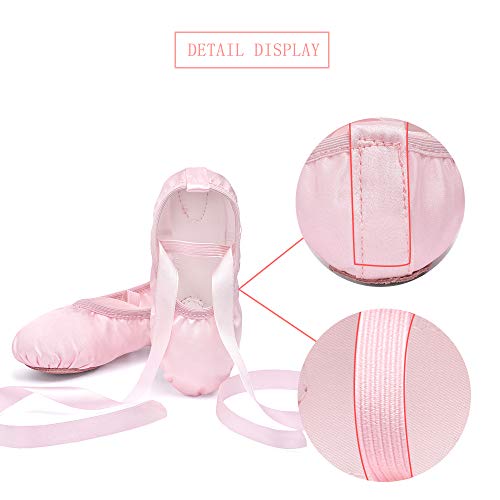 Stelle Ballet Shoes for Girls Satin/Ribbons Ballet Slippers Dance Shoes(Toddler/Little/Big Kids)(Pink,12ML) - Image 5