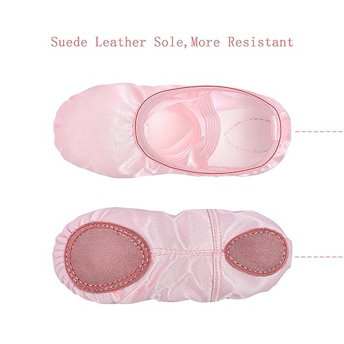 Stelle Ballet Shoes for Girls Satin/Ribbons Ballet Slippers Dance Shoes(Toddler/Little/Big Kids)(Pink,12ML) - Image 3