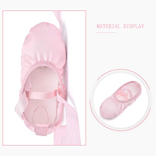 Stelle Ballet Shoes for Girls Satin/Ribbons Ballet Slippers Dance Shoes(Toddler/Little/Big Kids)(Pink,12ML) - Image 4