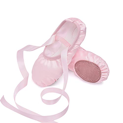 Stelle Ballet Shoes for Girls Satin/Ribbons Ballet Slippers Dance Shoes(Toddler/Little/Big Kids)(Pink,12ML) - Image 1