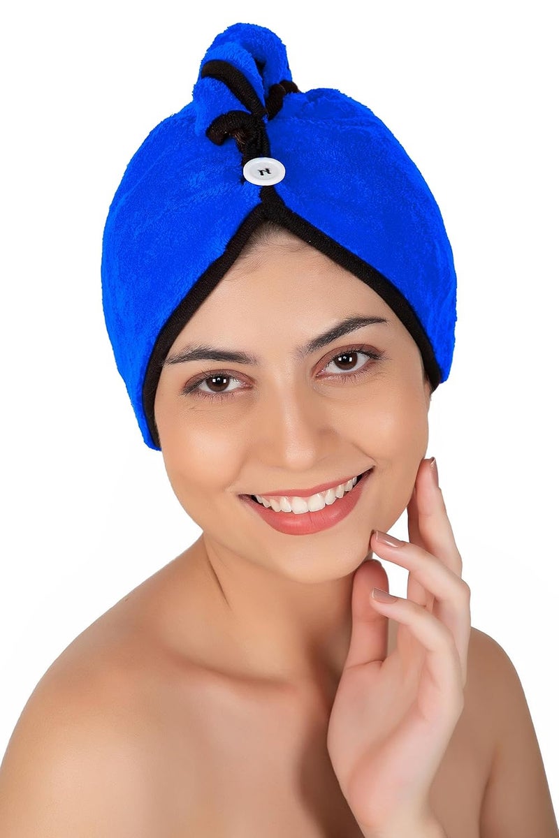 SOFTSPUN SOFTSPUN Microfiber Hair Cap 1 Pcs 70X25 cm Blue 280 GSM Super Absorbent Quick Dry Hair Turban for Drying All Kinds of Hair Straight or Curly Short or Long Thin or Thick Hair - Image 3