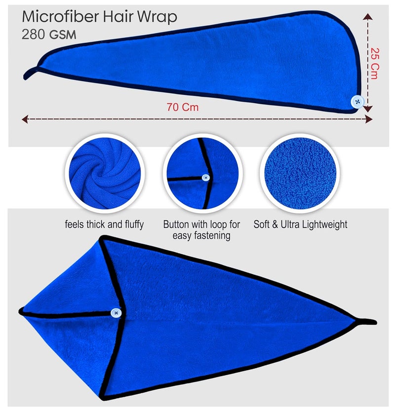 SOFTSPUN SOFTSPUN Microfiber Hair Cap 1 Pcs 70X25 cm Blue 280 GSM Super Absorbent Quick Dry Hair Turban for Drying All Kinds of Hair Straight or Curly Short or Long Thin or Thick Hair - Image 5