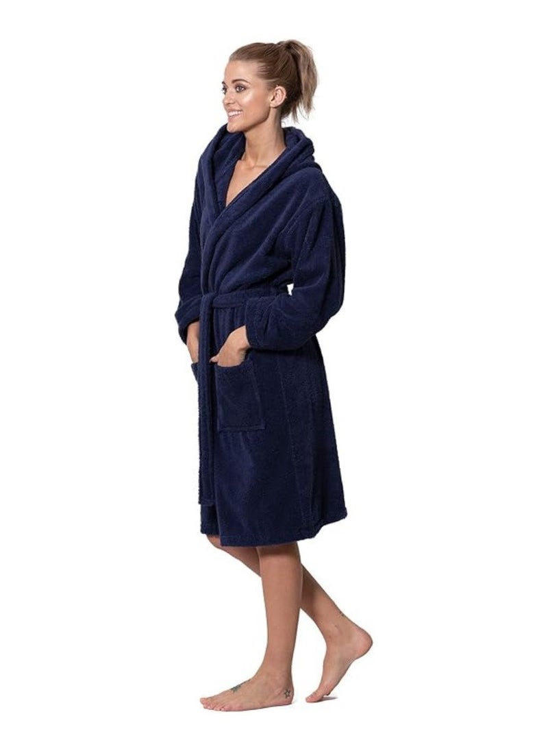 White Rose Navy Blue Color Unisex Hotel Spa Terry Bathrobe 100% Cotton Dressing Bathrobe XL Size Nightwear  - Image 1