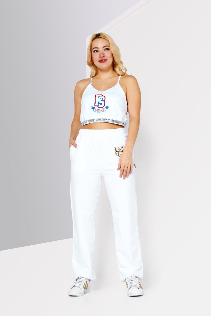 Plein Sport Women Sportswear Fit Training Sweatpants, White Combo  - Image 3