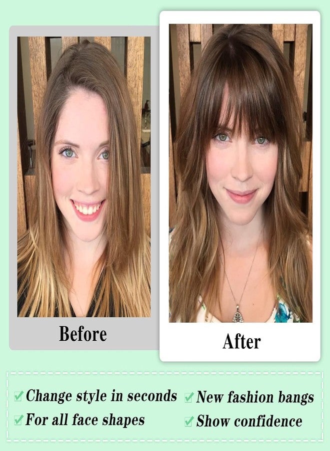 NAYOO Bangs Hair Clip - Light Brown Fake Bangs 100% Real Human Hair Extensions Wispy Bangs for Women Fringe with Temples Hairpieces Curved Bangs for Daily Wear(Light Brown, Wispy Bangs) - Image 5