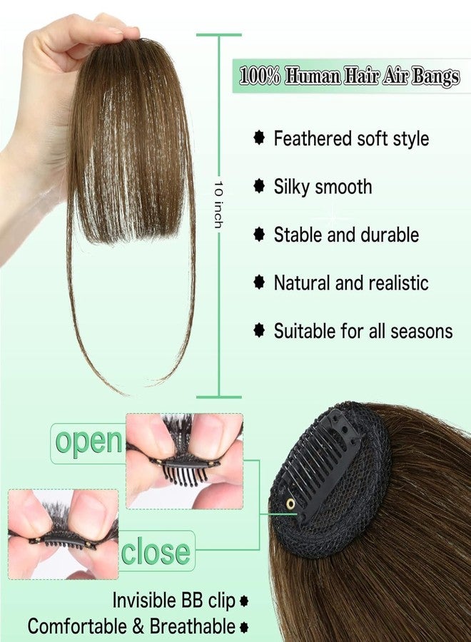 NAYOO Bangs Hair Clip - Light Brown Fake Bangs 100% Real Human Hair Extensions Wispy Bangs for Women Fringe with Temples Hairpieces Curved Bangs for Daily Wear(Light Brown, Wispy Bangs) - Image 3