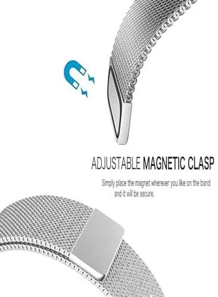 NoorTech Galaxy Watch Ultra Strap Magnetic Metal Wistband Stainless Steel Mesh Milanesse Loop Magnet Clasp Replacement Strap Compatible for Samsung Galaxy Watch Ultra Band Watch 7 47mm Men Women Silver - Image 5