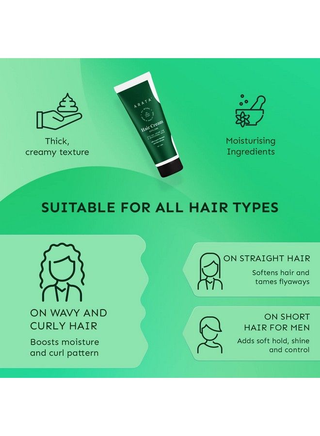 ARATA Styling Hair Cream (50 Ml) ; Boosts Moisture In Curly Hair ; Reduces Frizz & Tames Flyaways In Straight Hair ; Adds Soft Hold And Control To Short Hair - Image 5