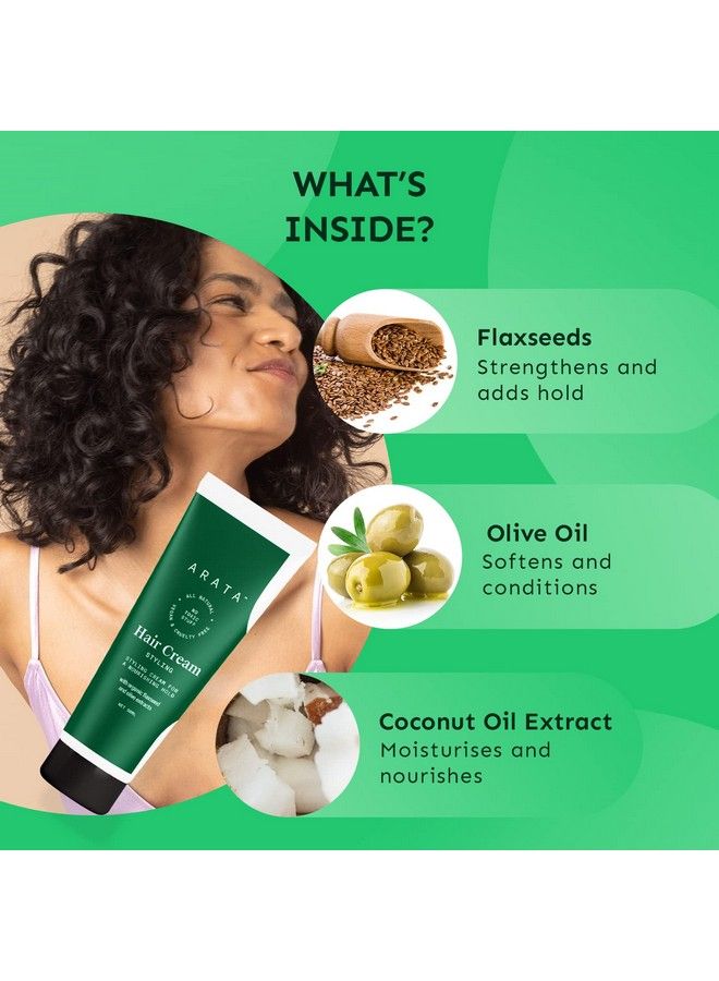 ARATA Styling Hair Cream (50 Ml) ; Boosts Moisture In Curly Hair ; Reduces Frizz & Tames Flyaways In Straight Hair ; Adds Soft Hold And Control To Short Hair - Image 4