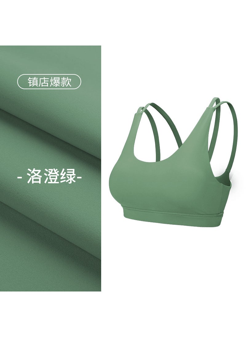 Generic - Dry-Fit Short Sports Bra Top Yoga Vest Removable Chest Pad Fitness Running Exercise Womens Tight Body Shaping Daily Wear Roden Green - Image 1