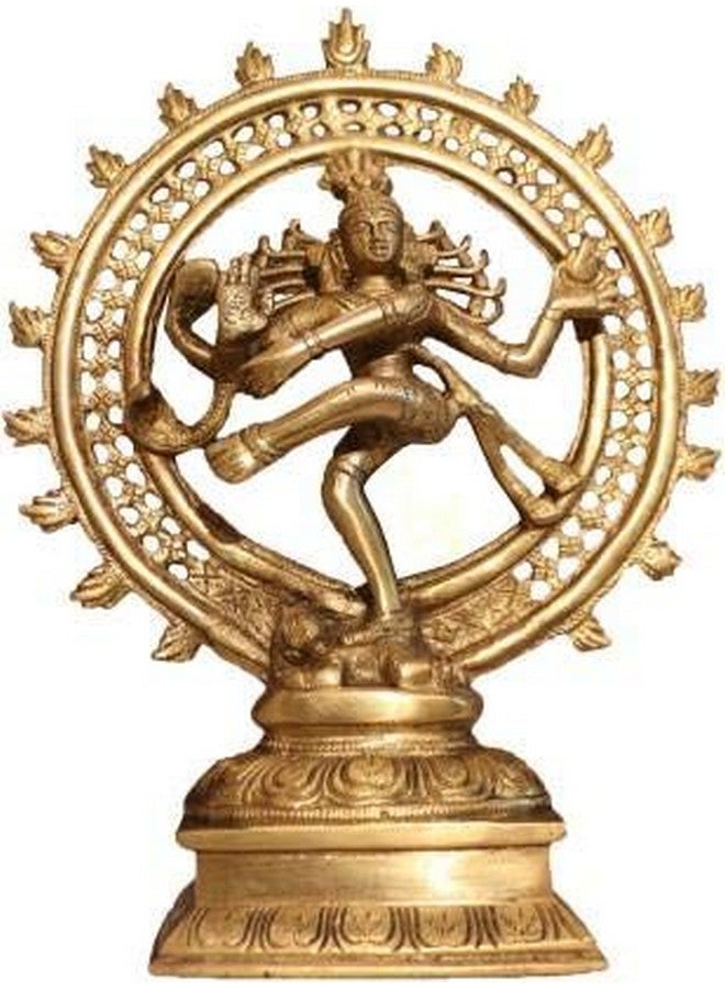 athizay Nataraj Brass Statue Idol Home Decorative Items for Living Room Shiny Gold Finish- 23 CM Nataraja Lord Shiva Form - Image 1