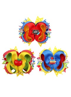 VEICOSTT School Bow Cheer Bow Clip Back to School Hair Bow Ponytail Holder Pencil Girls Hair Clips ZFJ26 3pcs Clips Set 