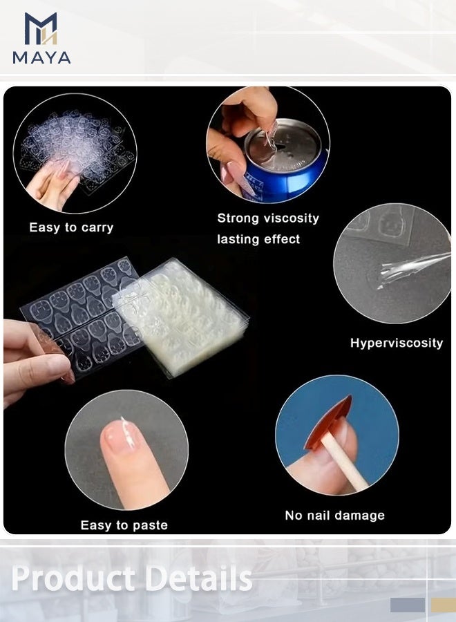 Maya 1200pcs/50 Sheets, Waterproof Breathable Jelly Double Sided Adhesive Tabs Nail Glue Sticker False Nail Tips For Manicure (Regular Size) - Image 5