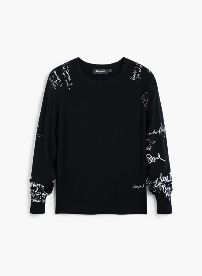 DESIGUAL Black Fine jersey lettering for Women | Best Price UAE