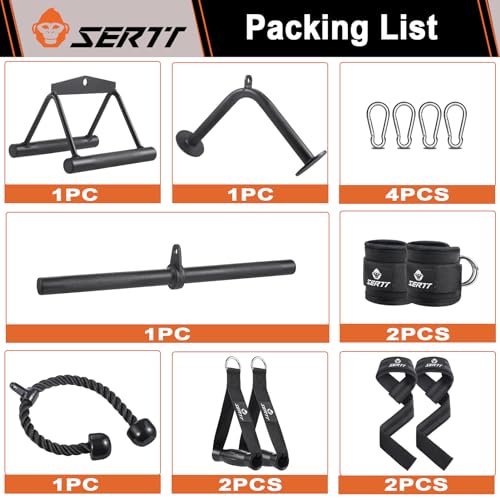 SERTT Cable Machine Attachment for Home Gym, SERTT LAT Pulldown Attachments, Weight Machine Accessories for LAT Pull Down & Weight Training, Cable Workout Accessories - Image 2