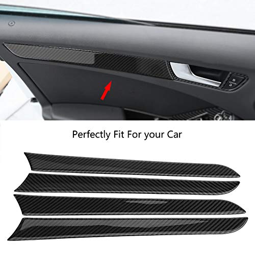 KIMISS Car Door Sill Plate Protectors, 4 Pcs Door Side Carbon Fiber Decorative Cover Trim Frame Stickers for Audi B8 2007-2016 - Image 4