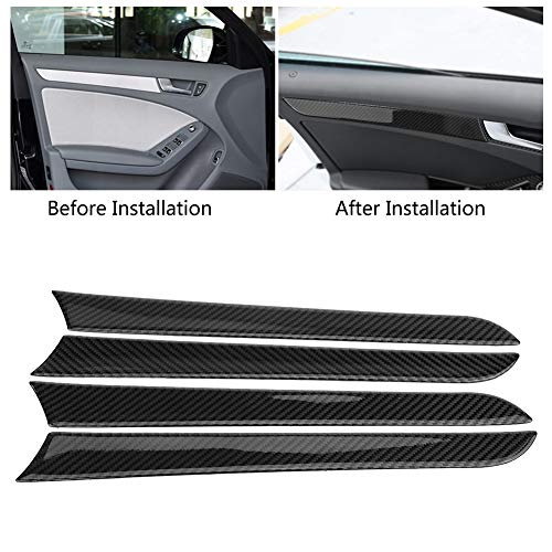 KIMISS Car Door Sill Plate Protectors, 4 Pcs Door Side Carbon Fiber Decorative Cover Trim Frame Stickers for Audi B8 2007-2016 - Image 3