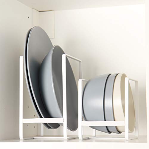 ORZ Organizer for Cabinet, Set of 2 Plate Holders Metal Plate Storage Rack for Counter-top and Cupboard - Image 1