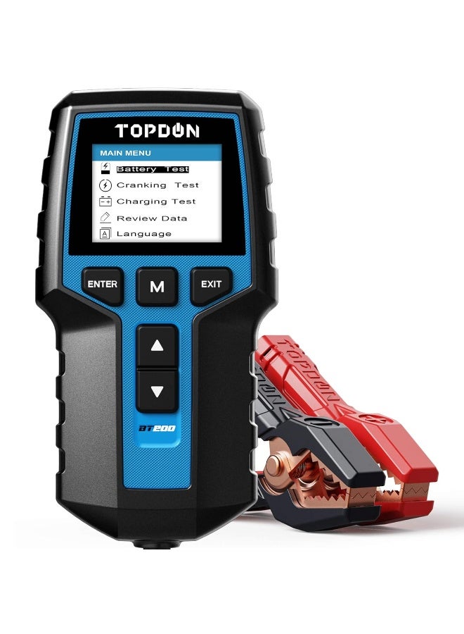 Topdon Car Battery Tester 12V 24V Load Tester, BT200 100-2000CCA Automotive Alternator Digital Auto Battery Analyzer Charging Cranking System for Car Truck Motorcycle ATV SUV Boat Yacht - Image 1