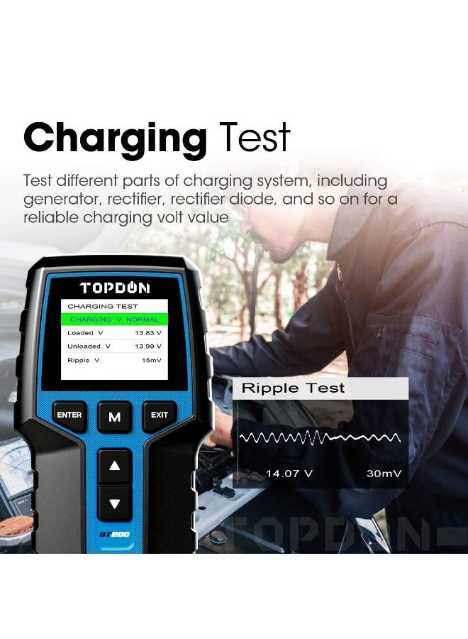 Topdon Car Battery Tester 12V 24V Load Tester, BT200 100-2000CCA Automotive Alternator Digital Auto Battery Analyzer Charging Cranking System for Car Truck Motorcycle ATV SUV Boat Yacht - Image 5