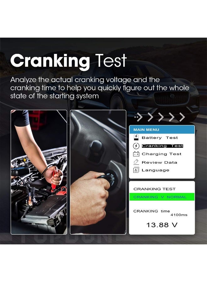 Topdon Car Battery Tester 12V 24V Load Tester, BT200 100-2000CCA Automotive Alternator Digital Auto Battery Analyzer Charging Cranking System for Car Truck Motorcycle ATV SUV Boat Yacht - Image 4