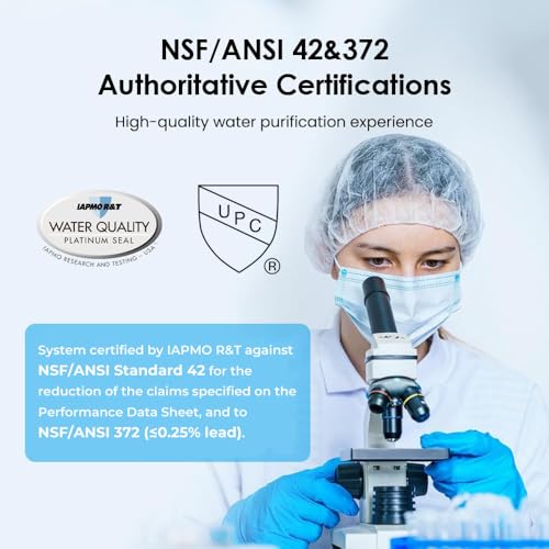 Waterdrop فلتر مياه ووتر دروب لصنبور الحوض، نظام فلترة مياه معتمد من NSF/ANSI 42، صنبور من الفولاذ المقاوم للصدأ 5 مراحل، 8000 جالون، يقلل من المعادن الثقيلة و99% من الكلور، WD-CTF-02(1 فلتر) - Image 4