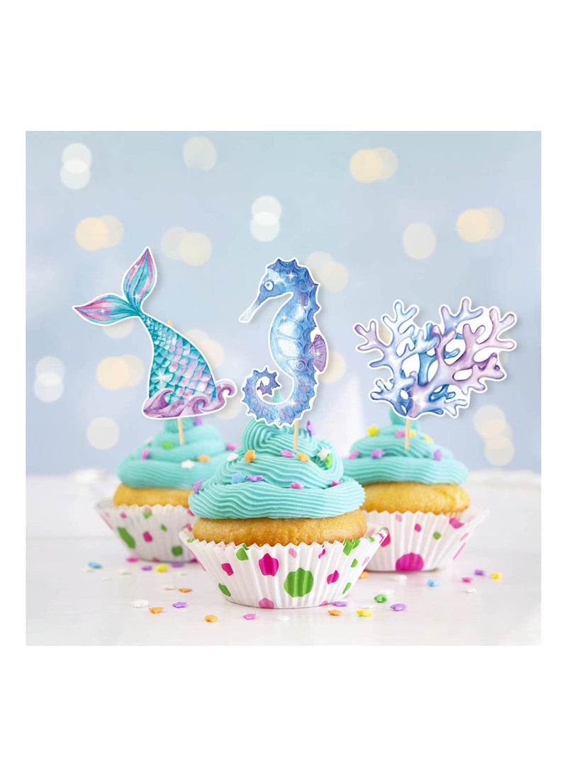 Excefore Mermaid Birthday Banner, Mermaid Birthday Decorations Happy Birthday Banner and Hanging Swirls For Girls And Boys, Baby Shower, Under The Sea Party Supplies  - Image 5