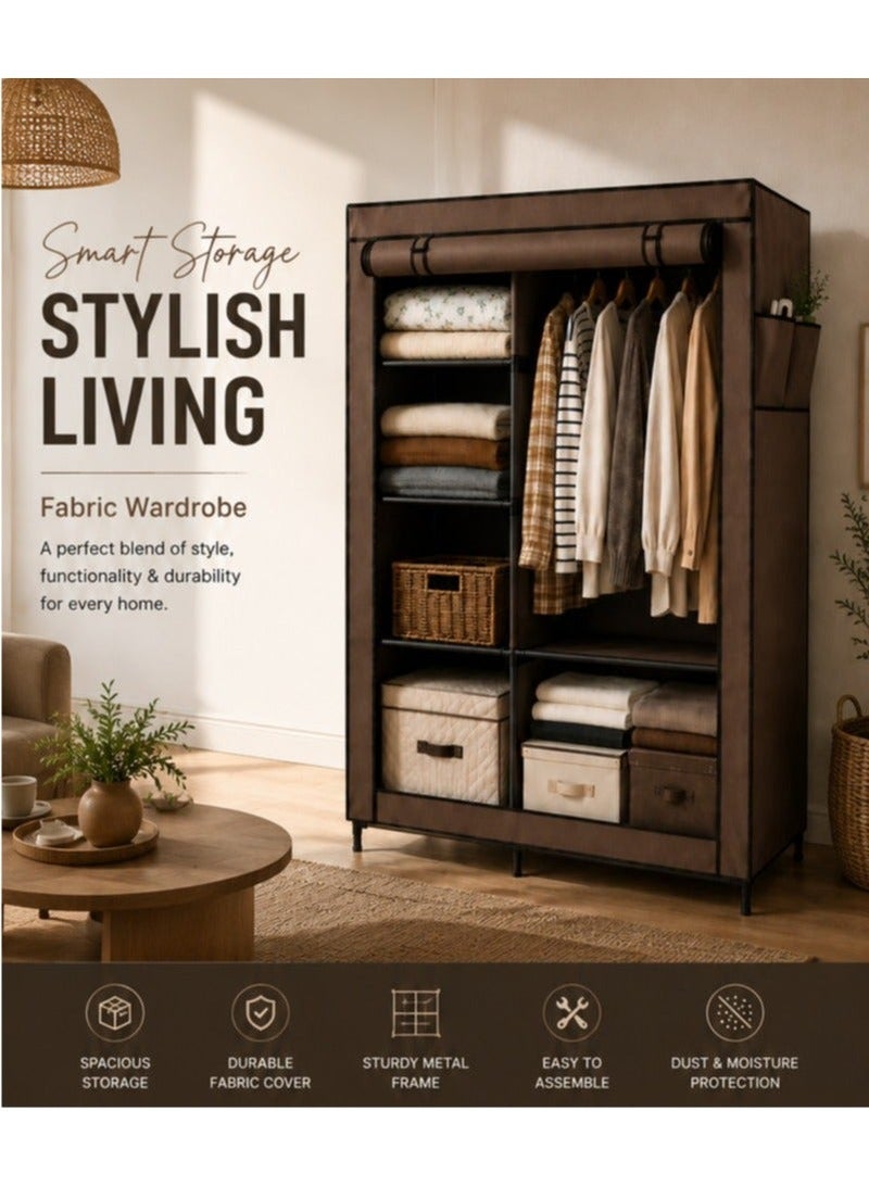 Roman Gifts Premium Fabric Wardrobe with Metal Frame, Brown - Image 4