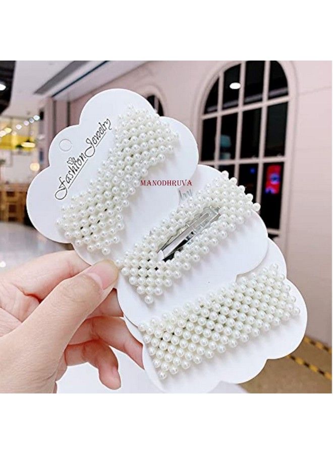 MANODHRUVA 8Pcs Pearl Tic Tac Hair Clips - Image 4