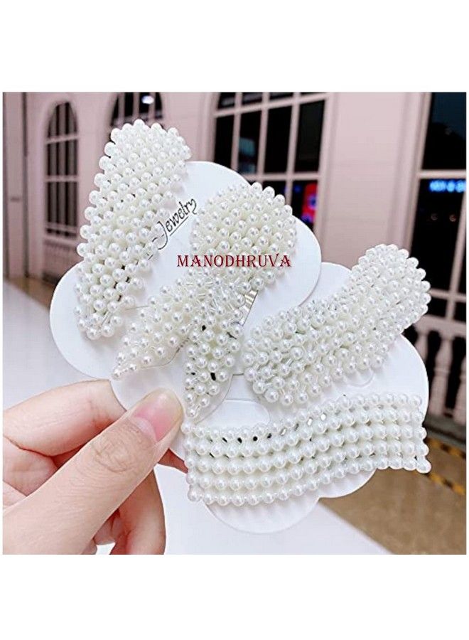 MANODHRUVA 8Pcs Pearl Tic Tac Hair Clips - Image 3